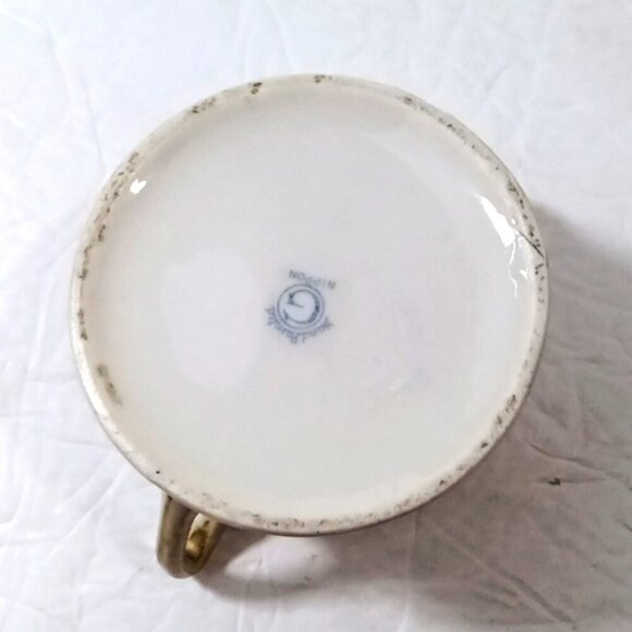 Antique Nippon Porcelain Hand Painted Condiment Pot w/ Lid Orange & Gold Decor - Picture 8 of 10